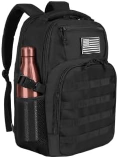 15.6'' Travel Laptop Backpack for Men, 30L Tactical College Backpacks with Water Pouches Both Sides, Portable Backpack for Men Women Business Work Bag Fight Approved - Grey Backpack