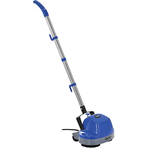 Global Industrial Mini Floor Scrubber With Floor Pads, 11" Cleaning Path, Dual Nylon Scrub Brushes, Cleans & Polishes Tile, Wood, Marble and other Hard Floors