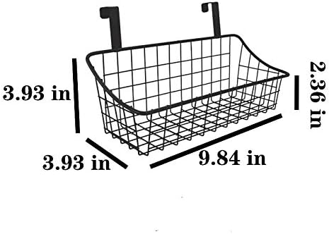 Basket with hook Grid Storage Basket, Hang it behind a door or on a railing, Over the Cabinet Door, Small, BLack,2 Pack