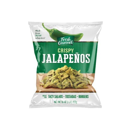 Fresh Gourmet Crispy Lightly Salted Jalapenos Crunchy Snack and Salad Topper, 16 Ounce (Pack of 3)