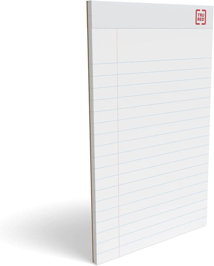 Sustainable Earth Staples TRU RED™ Notepad, 5" x 8", Wide Ruled, White, 50 Sheets/Pad, Dozen Pads/Pack (TR58182)
