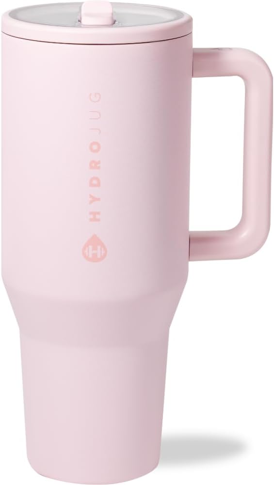 HydroJug Traveler - 40 oz Water Bottle with Handle & Flip Straw - Fits in Cup Holder, Leak Resistant Tumbler-Reusable Insulated Stainless Steel & Rubber Base - Gifts for Women & Men, Cape Cod