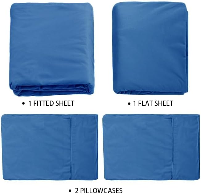 Marquess Microfiber Flannel Sheet Set-Soft & Comfortable Bedding Sheet-Made of 100% Polyester Easy Care and Fade Resistant(Blue, King)
