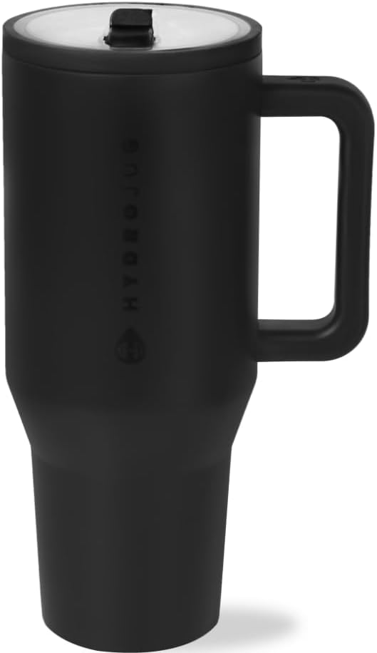 HydroJug Traveler - 40 oz Water Bottle with Handle & Flip Straw - Fits in Cup Holder, Leak Resistant Tumbler-Reusable Insulated Stainless Steel & Rubber Base - Gifts for Women & Men, Cape Cod