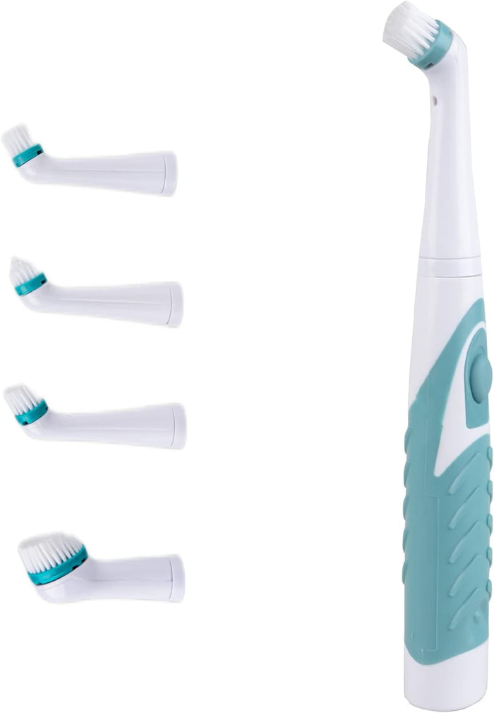 Electric Cleaning Brush with 4 in 1 Multiple Brush Heads, Indoor Household Cordless Motorized Brush for Bathroom Toilet Kitchen Tile Crevice(Black)