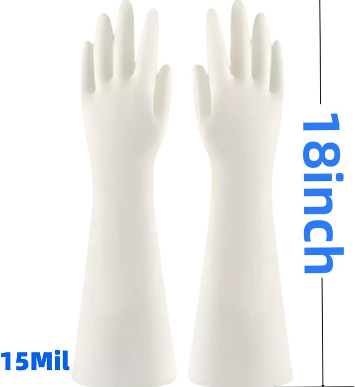 18 inch Durable White Nitrile Gloves, Reusable Household Kitchen Cleaning, Dishwashing, Anti Slip,Powder Free