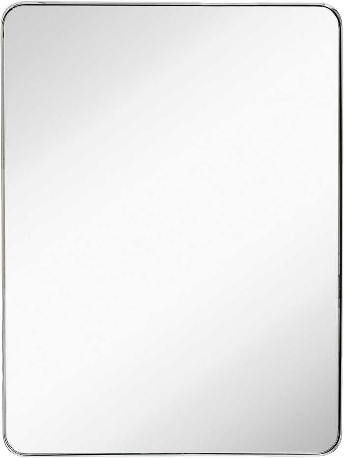 Hamilton Hills 24x36 Inch Metal Black Frame Mirror for Bathroom - Brushed Rectangular Rounded Corner Vanity - 2" Deep Set Design Large Wall Mirrors Decorative - Hangs Horizontal and Vertical