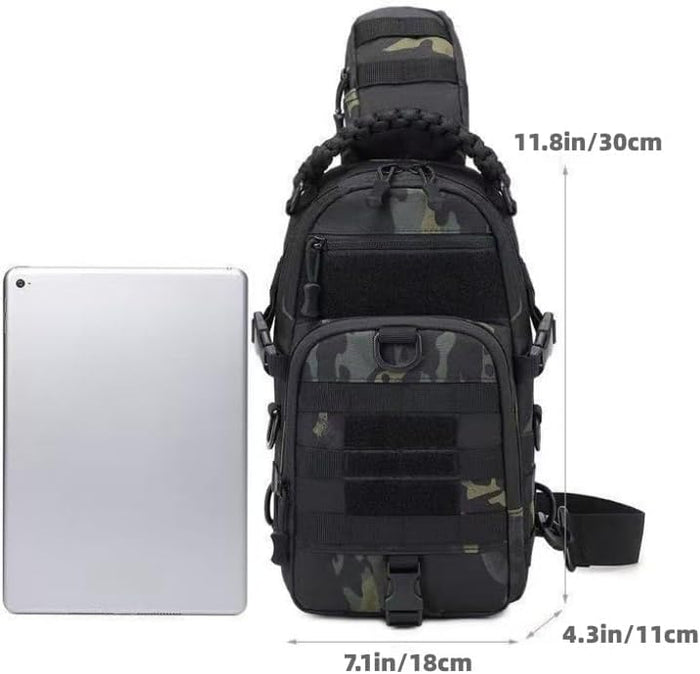 Men Tactical Waterproof Crossbody Bag,Large Capacity Camo Outdoor Chest Pack,Multiple Pockets Fashion Sling Shoulder Pack