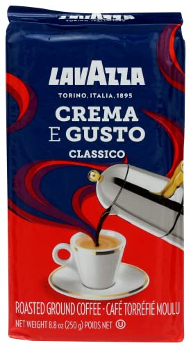 Lavazza Crema e Gusto Ground Coffee, Medium Roast, Arabica and Robusta Blend, 8.8 oz Brick (Pack of 4)