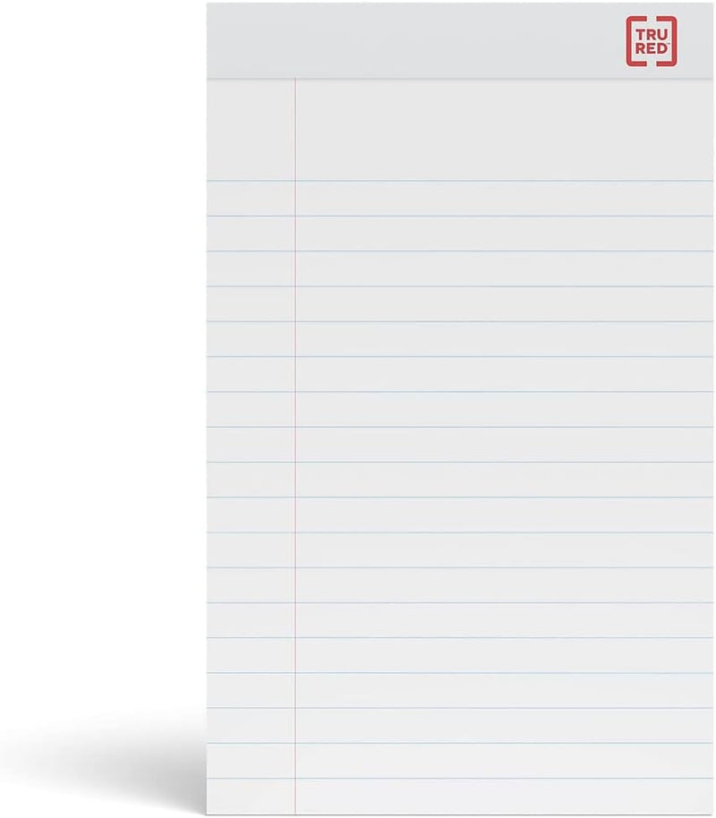 Sustainable Earth Staples TRU RED™ Notepad, 5" x 8", Wide Ruled, White, 50 Sheets/Pad, Dozen Pads/Pack (TR58182)