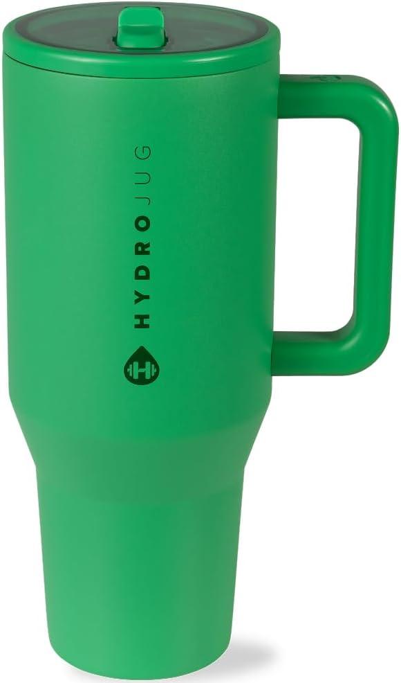 HydroJug Traveler - 40 oz Water Bottle with Handle & Flip Straw - Fits in Cup Holder, Leak Resistant Tumbler-Reusable Insulated Stainless Steel & Rubber Base - Gifts for Women & Men, Cape Cod