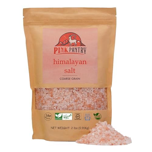 Pink Pantry Himalayan Pink Salt, 100% Pure Himalayan Salt, Non-GMO, Kosher Certified, No Additives, Ideal for Cooking, Seasoning & Gourmet Dishes, Rich in Trace Minerals, 2lb Pouch, Fine Grain