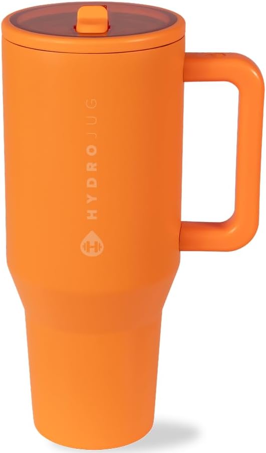 HydroJug Traveler - 40 oz Water Bottle with Handle & Flip Straw - Fits in Cup Holder, Leak Resistant Tumbler-Reusable Insulated Stainless Steel & Rubber Base - Gifts for Women & Men, Cape Cod