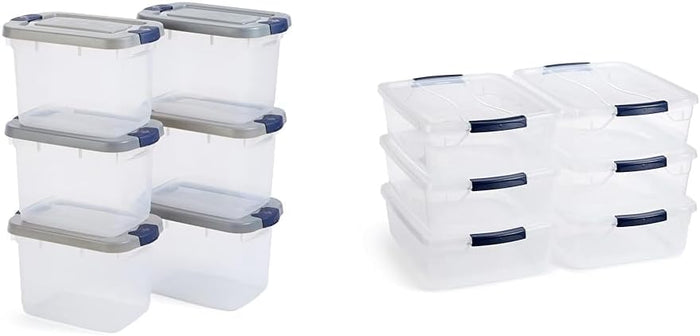 Rubbermaid Roughneck Clear 95 Qt/23.75 Gal Storage Containers, Pack of 4 with Latching Grey Lids, Visible Base, Sturdy and Stackable, Great for Storage and Organization