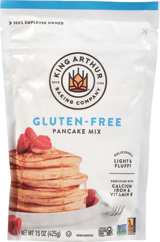 King Arthur Gluten Free Pancake Mix: Non-GMO, Kosher Certified, Easy-to-Prepare Breakfast Delight - Perfect for Fluffy, Delicious Pancakes (15 oz) - Packaging May Vary