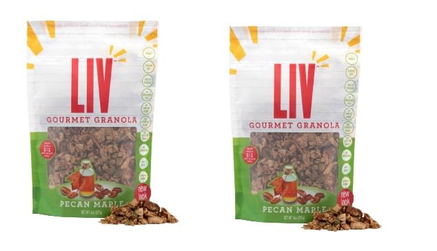 Liv Gourmet Peanut Butter Cacao Granola - 8oz (Pack of 2) | Healthy, Nutrient-Dense Snack, Breakfast Cereal | 1:1 Nut-to-Oat Ratio | Non-GMO, Low Sugar, Vegan | Organic Oats, No Artificial Ingredients, No Seed Oils, Lightly Sweetened, Women-Owned