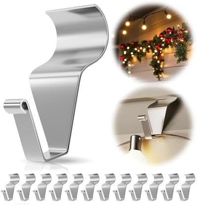 MIUKAA No Hole Vinyl Siding Hooks (12-Pack), Sturdy Hooks for Hanging Outdoor Decor, House Hanger for String Lights & Wreath