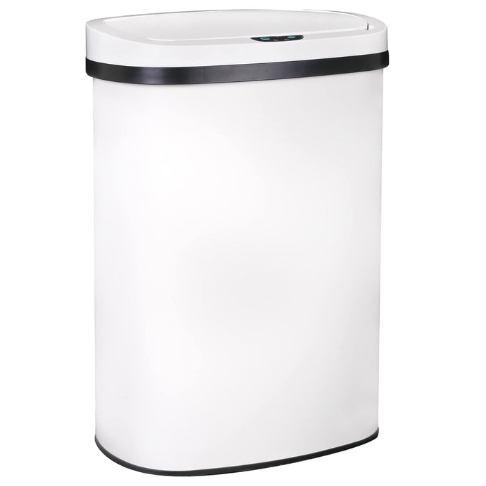 BestOffice | 13 Gallon Trash Can with Lid | Automatic Touchless Garbage Can | Odor Control | Modern Oval Design | Easy to Clean | Stainless Steel | Fits Any Kitchen, Bathroom, Office or Home