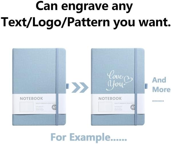 Personalized Notebook-Can Engrave Logo/Text/Image, Customizable A5 Journal Notebook -192 Lined Pages 8.3 x 5.8 Inch，black+blue+grey