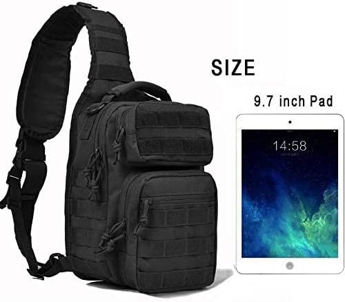 Tactical Sling Bag for Men Military Single Shoulder Backpack Outdoor EDC Range Pack (Black)