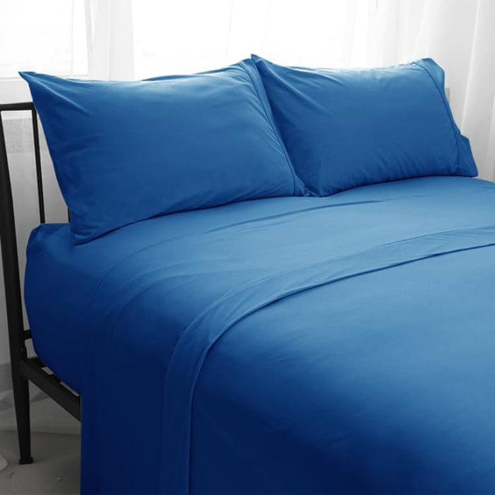 Marquess Microfiber Flannel Sheet Set-Soft & Comfortable Bedding Sheet-Made of 100% Polyester Easy Care and Fade Resistant(Blue, King)
