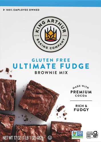 King Arthur Gluten Free Fudge Brownie Mix: Rich, Chocolatey Dessert for Celiac and Non-GMO Diets - Certified Kosher Baking Mix, Easy to Prepare, 17 oz Box for Delicious Homemade Brownies