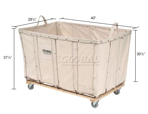 Global Industrial Canvas Basket Bulk Truck, 16 Bushel, 40" L x 28-1/4"W x 30-1/2"H