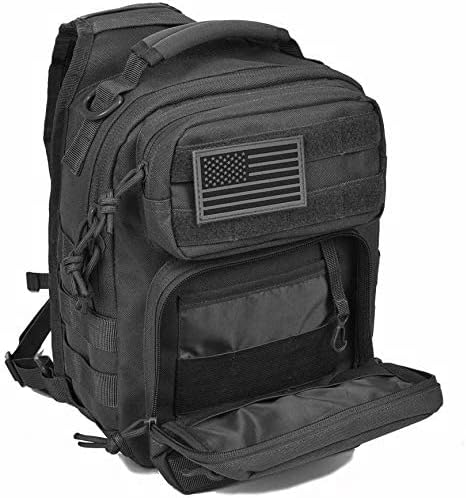 Tactical Sling Bag for Men Military Single Shoulder Backpack Outdoor EDC Range Pack (Black)