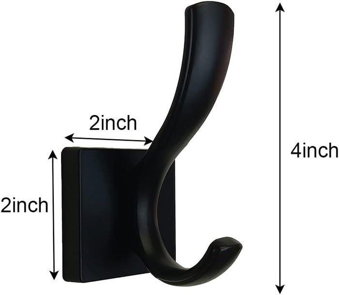 Black Coats Towels Hooks,Towel Robe Clothes Coat Hooks,Heavy Duty Wall Mount Hooks for Bath Bedroom Kitchen Pool Garage Hotel,2 Pack