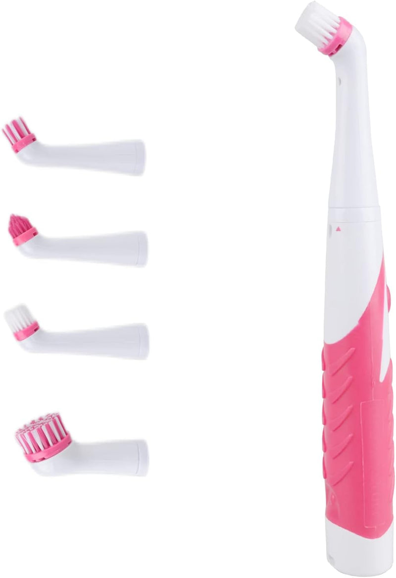 Electric Cleaning Brush with 4 in 1 Multiple Brush Heads, Indoor Household Cordless Motorized Brush for Bathroom Toilet Kitchen Tile Crevice(Black)