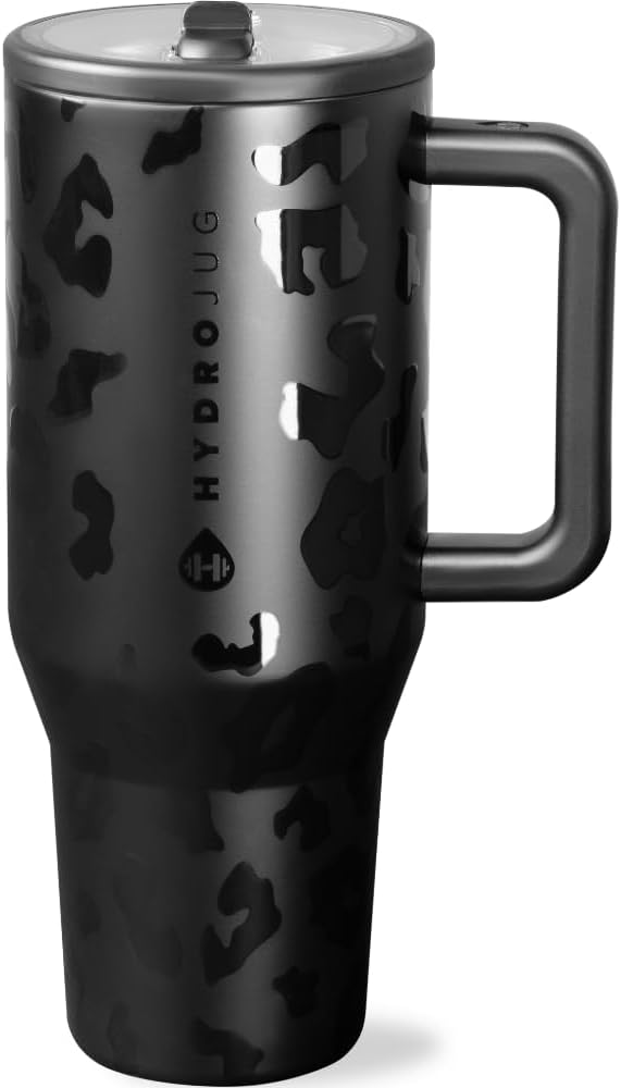 HydroJug Traveler - 40 oz Water Bottle with Handle & Flip Straw - Fits in Cup Holder, Leak Resistant Tumbler-Reusable Insulated Stainless Steel & Rubber Base - Gifts for Women & Men, Cape Cod