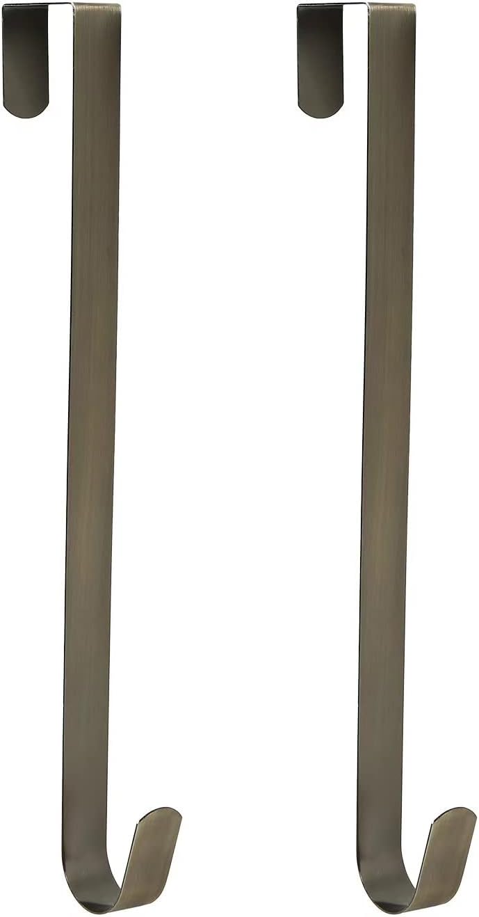 Sattiyrch 15" Wreath Hanger for Front Door,Sturdy Steel Wreath Door Hanger,Over The Door Hanger Hook (Black,1)