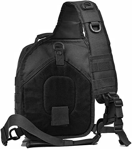 Tactical Sling Bag for Men Military Single Shoulder Backpack Outdoor EDC Range Pack (Black)
