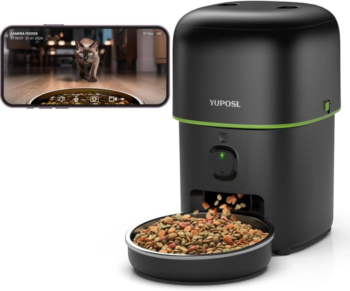 Automatic Cat Feeders - 2L Cat Food Dispenser Easy to Use, Timed Automatic Pet Feeder with Over 180-day Battery Life, 1-6 Meals Dry Food Programmable Portion Control Also for Dogs
