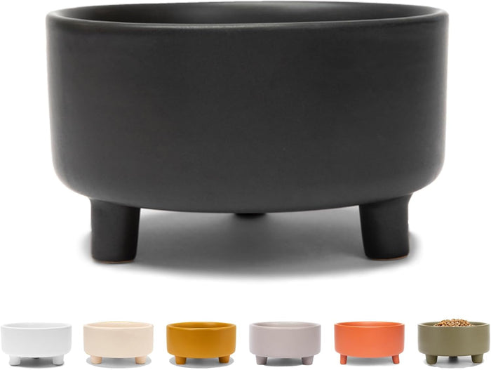 Waggo Uplift Ceramic Dog Bowl for Small Medium and Large Breeds - Heavyweight and Durable Pet Food and Water Dish Crock, Dishwasher Safe, Modern, Elevated Feeder (Clay, Large)