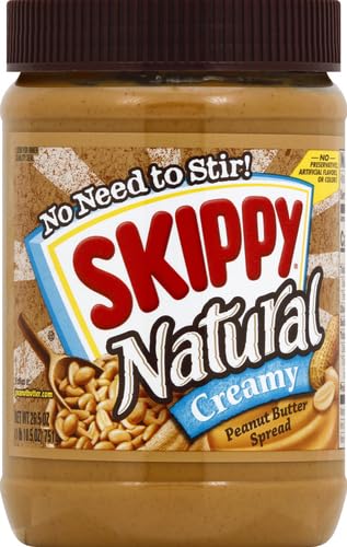 SKIPPY Natural Peanut Butter Creamy Spread, 26.5 oz Jar (Pack of 2)