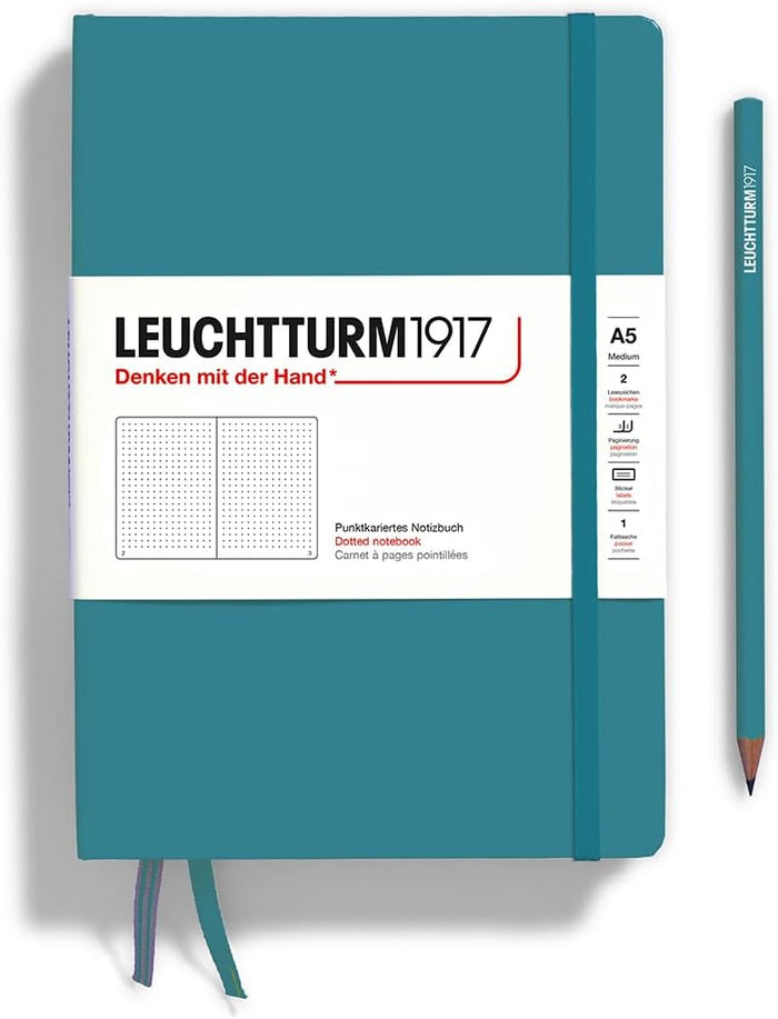 LEUCHTTURM1917 - Notebook Hardcover Medium A5-251 Numbered Pages for Writing and Journaling (Olive, Dotted)