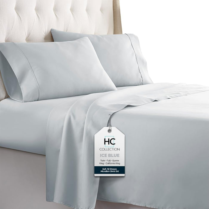 HC Collection Bed Sheets Set, HOTEL LUXURY Platinum Collection 1800 Series Bedding Set, Deep Pockets, Wrinkle & Fade Resistant, Hypoallergenic Sheet & Pillow Case Set (Queen, White)