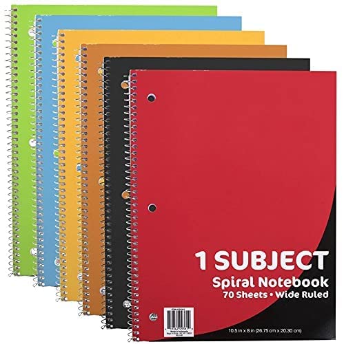 Trail maker Bulk Notebooks (50 Pack), One Subject Notebooks Wide Ruled, 70 Sheets,Spiral Bulk Notebooks for Kids, School Supplies, Journaling, Note Taking, Students, and Work