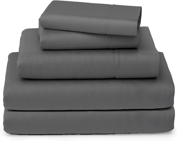 SKY BEDDINGS 100% Cotton RV Short Queen Sheets - 400 Thread Count Sateen Weave, Cooling, Hotel Luxury 4 Piece Set - White