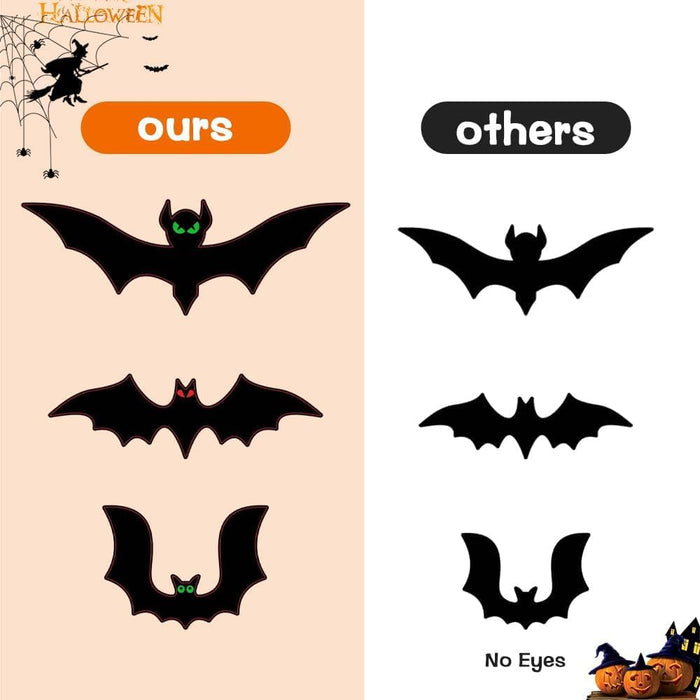 Magnetic Bats Halloween Garage Door Decorations, Magnet Bats Halloween Decorations with Individual Eyes for Garage Door, Car - 23 PCS