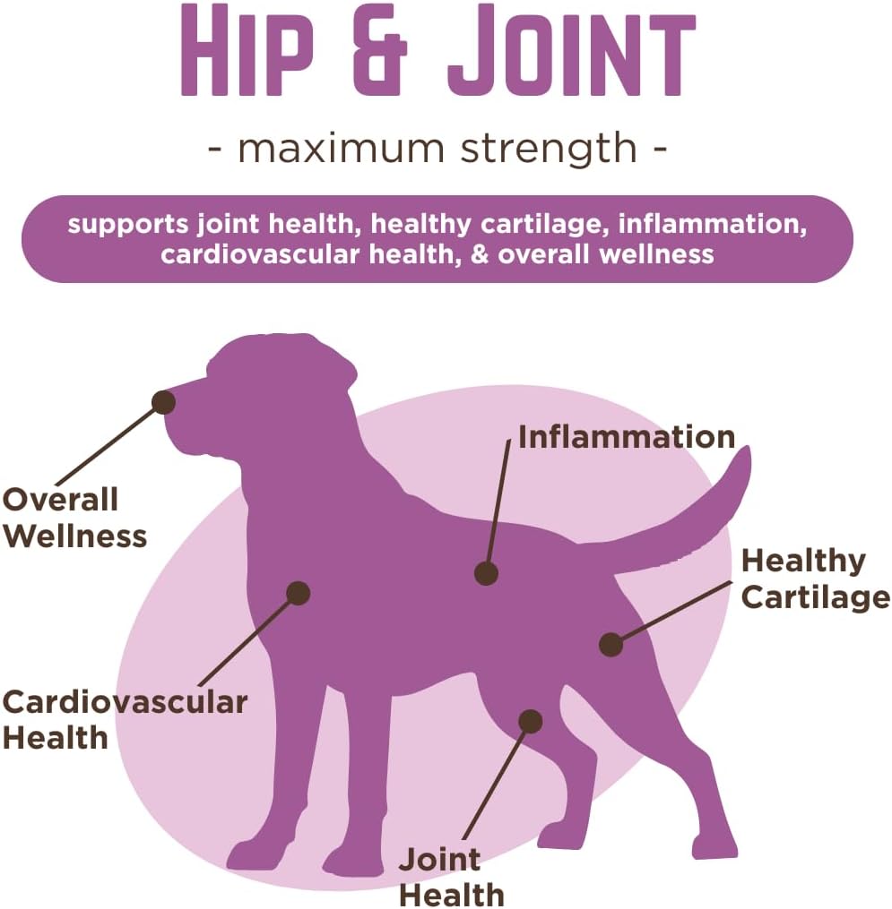 VetPro Complete Dr. Joseph's Peanut Butter Hip and Joint Dog Chews, 60 Count, Pain and Inflammation Relief with Glucosamine, Chondroitin, MSM, Turmeric, Vitamin C, Omega 3, Treats Hip Dysplasia