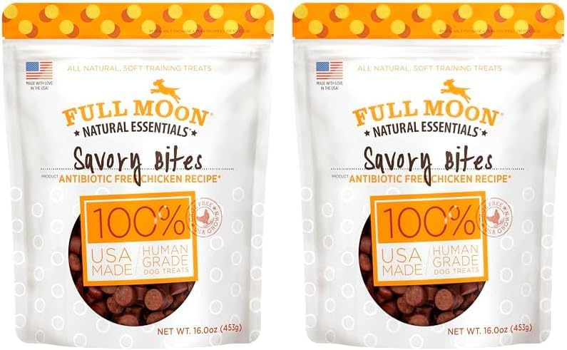Full Moon All Natural Human Grade Dog Treats, Essential Beef Savory Bites, 14 Ounce