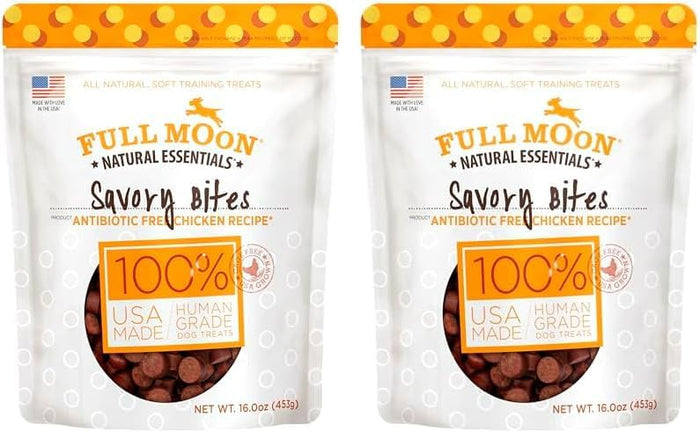 Full Moon All Natural Human Grade Dog Treats, Essential Beef Savory Bites, 14 Ounce
