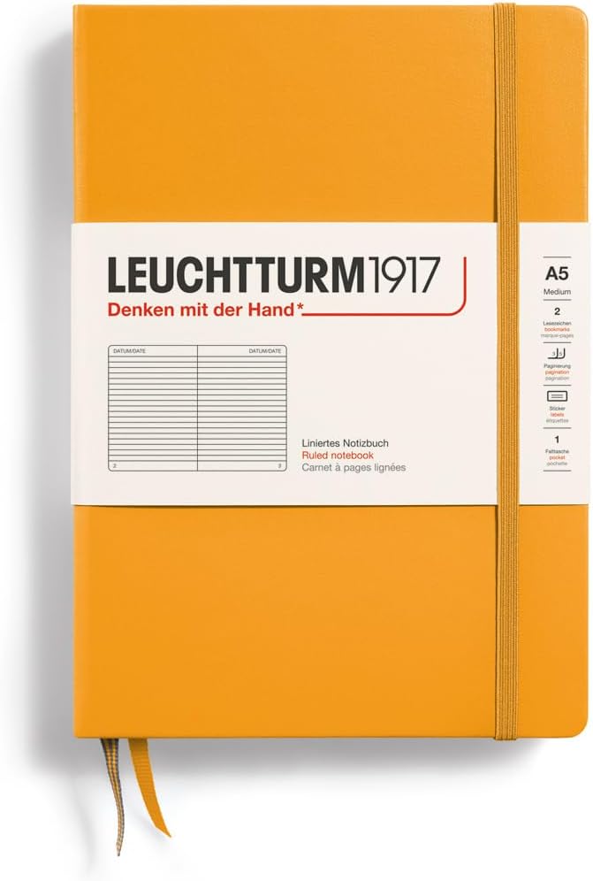 LEUCHTTURM1917 - Notebook Hardcover Medium A5-251 Numbered Pages for Writing and Journaling (Rising Sun, Dotted)