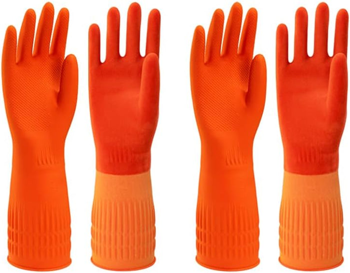 North Tower Kitchen Washing Room Gloves Fleece Lined, Reusable, Waterproof with Extra-Long Cuff & Anti-Slip Design for Household & Kitchen Use,15",2 Pairs Large