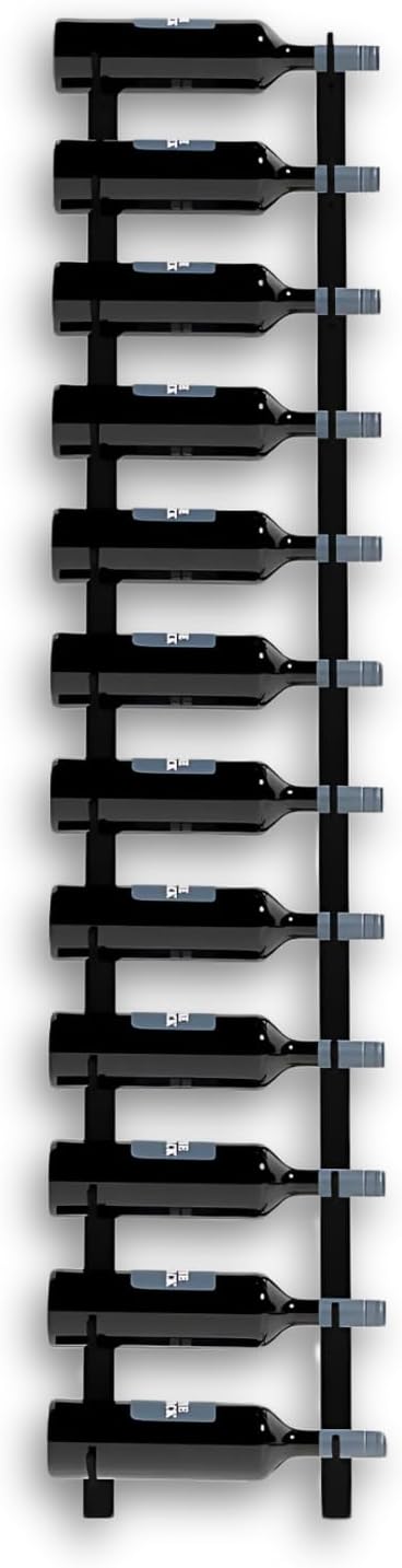 9-Bottle Black Metal Wall Mounted Wine Rack – Modern Industrial Wine Bottle Storage Organizer for Home Bar, Kitchen, Dining Area & Wine Cellar