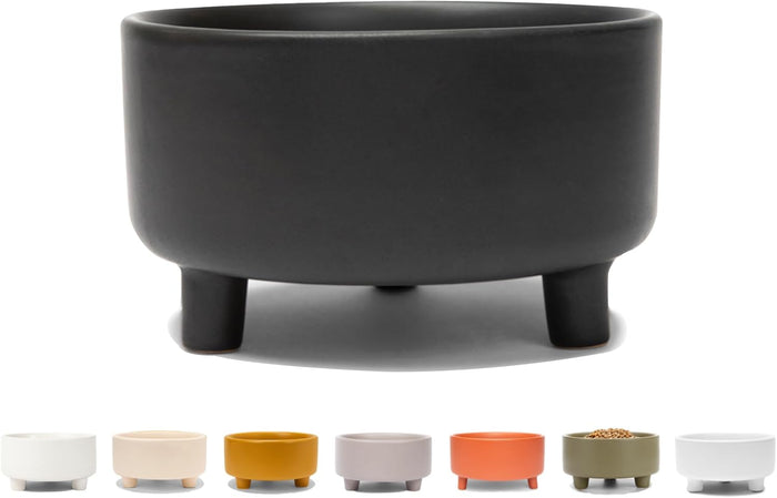 Waggo Uplift Ceramic Dog Bowl for Small Medium and Large Breeds - Heavyweight and Durable Pet Food and Water Dish Crock, Dishwasher Safe, Modern, Elevated Feeder (Clay, Large)