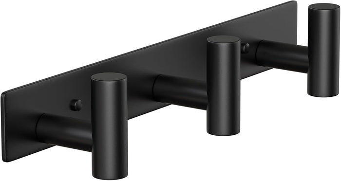 Wall Mounted Coat Rack-4 Hooks, Heavy Duty Stainless Steel Wall Hooks for Towel Coat Bag, Hat Rack Coat Hanger Coat Hooks Towel Racks for Bathroom Entryway Kitchen Hotel Office (Black, 1 Pack)