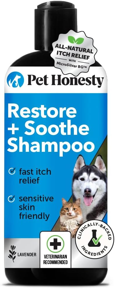 Pet Honesty Chlorhexidine Cat & Dog Seasonal Itch Relief Shampoo, for Allergies, Itching, Skin and Coat Supplement, Helps Shedding, Hot Spots, Deodorizing Dog Shampoo & Grooming Supplies,16oz